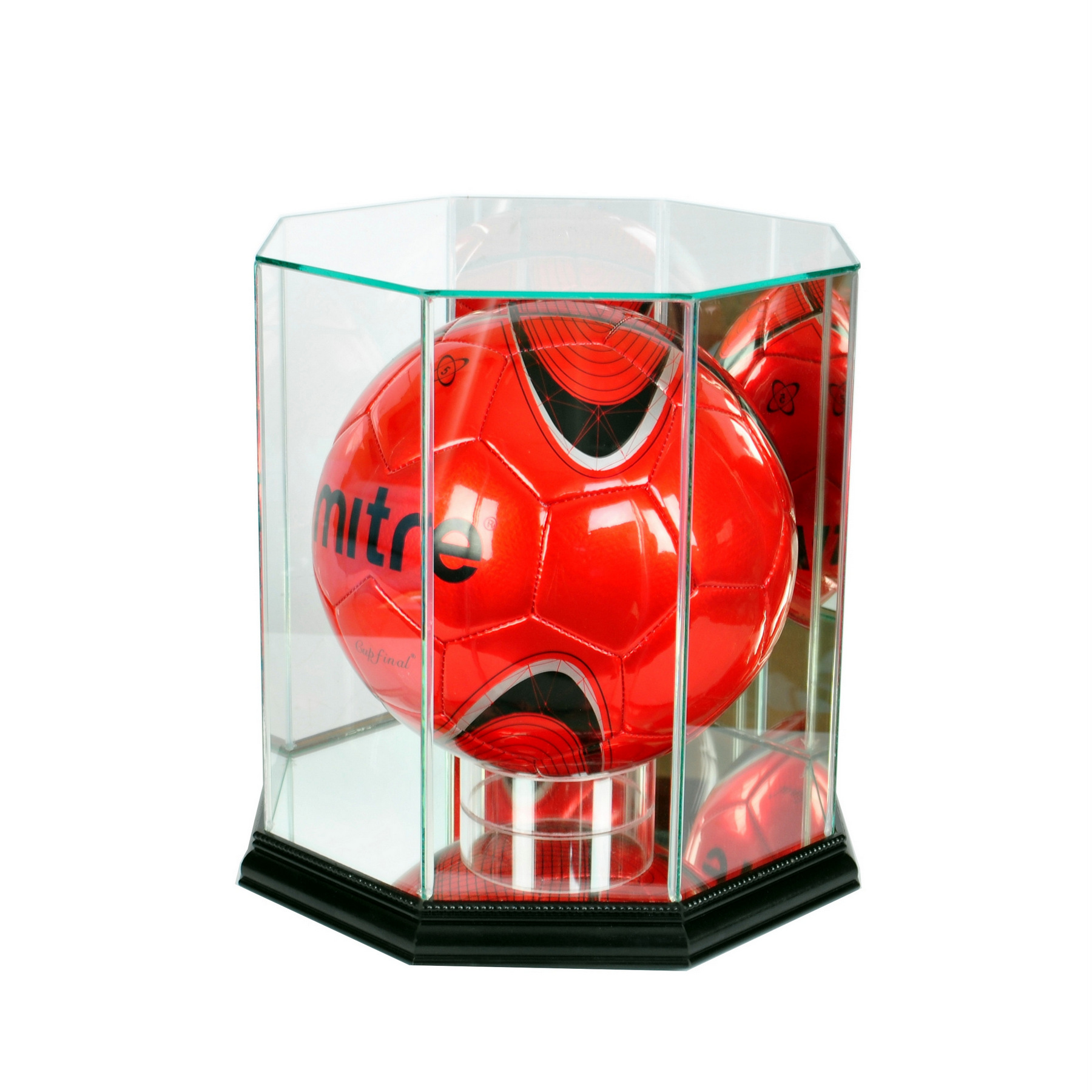 Glass Soccer Ball Display Case w/ UV Protection Black Wood eBay